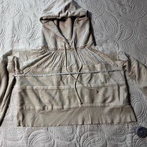 Free People Tan Hooded Long Sleeve Sweatshirt